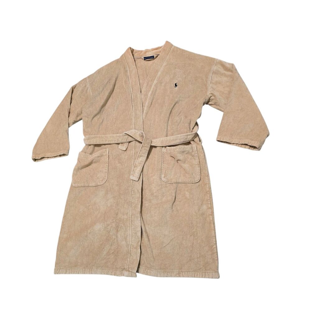 Polo Ralph Lauren Mens Bathrobe Size XL Plush 100% Cotton Tan